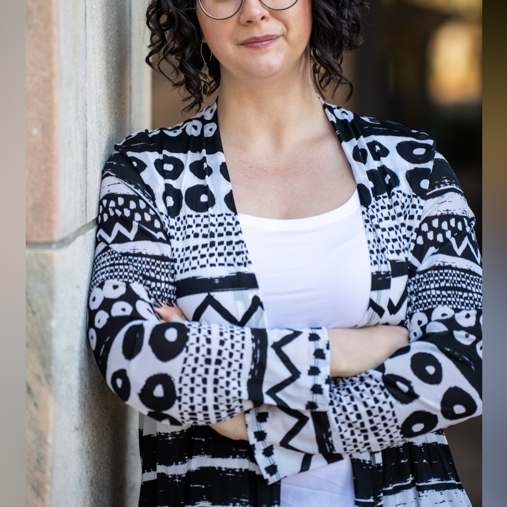 Investments Black and White Patterned Cardigan